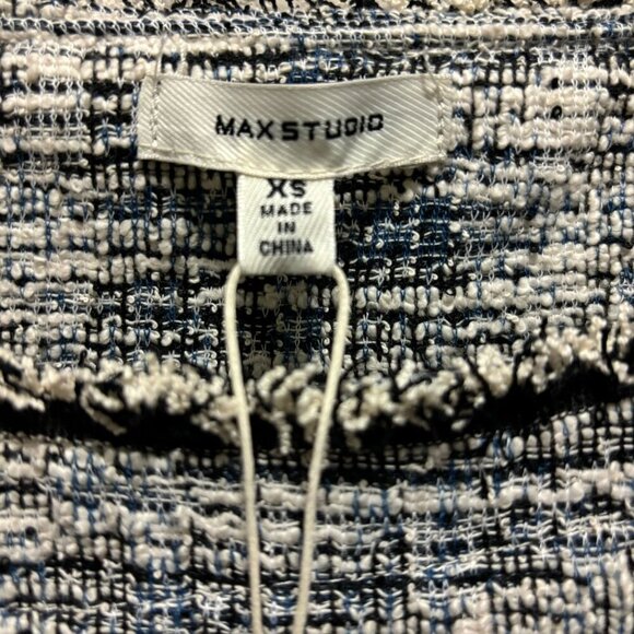 Max Studio XS Sleeveless Tweed Tank Top Blue & White - Picture 6 of 9